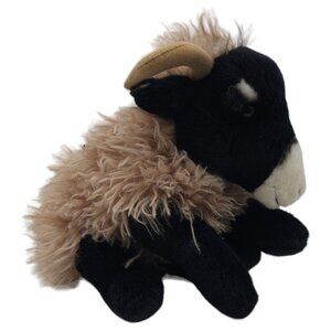 Faithful Friends Collectibles Black Faced Sheep Plush 9" Horned Ram Stuffed Toy